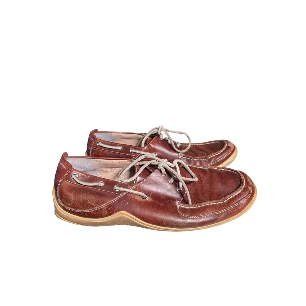 Cole Haan Mens Brown Leather Boat Shoes C03542 Moc Toe Loafers Size 10.5 M